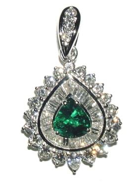 Emerald diamond pendant