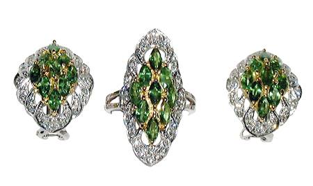 Marquise tsavorite set